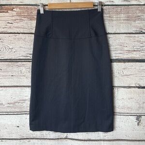 Express Navy Blue Stretch Pencil Skirt Size 3/4 Back Zip Knee Length Career Work